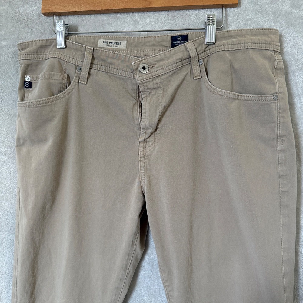 AG Adriano Goldschmied The Protégé Straight Leg Tan Chino Pants 38x33 USA *READ - Picture 7 of 12